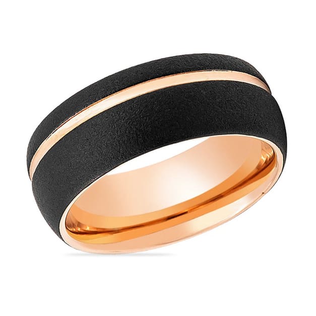 8mm Rose Plated Tungsten Carbide Wedding Band Ring Men's Band Comfort –  Metal Masters Co.