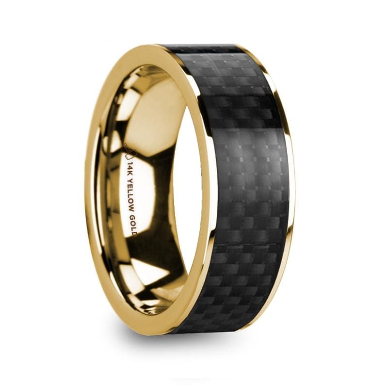 18K Yellow Gold Men's Black Onyx Ring 14.4mm 013919