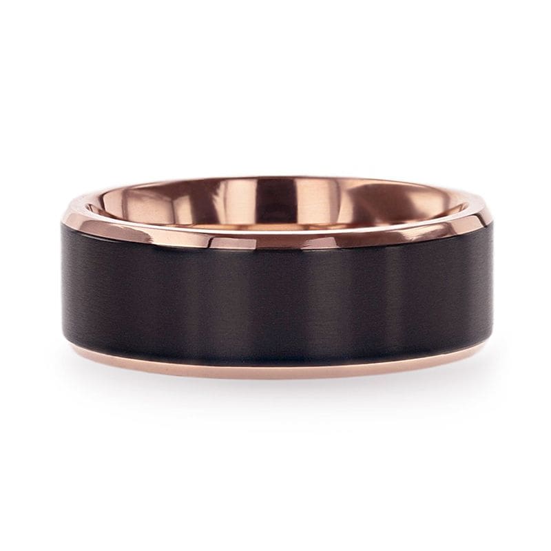 14k Rose Gold Custom Black Diamond And Brushed Men's Band #102044 - Seattle  Bellevue | Joseph Jewelry