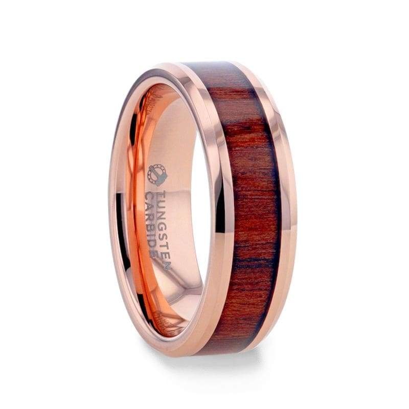 Wood & Meteorite Ring Tungsten Wedding Band Mens Ring Koa Wood