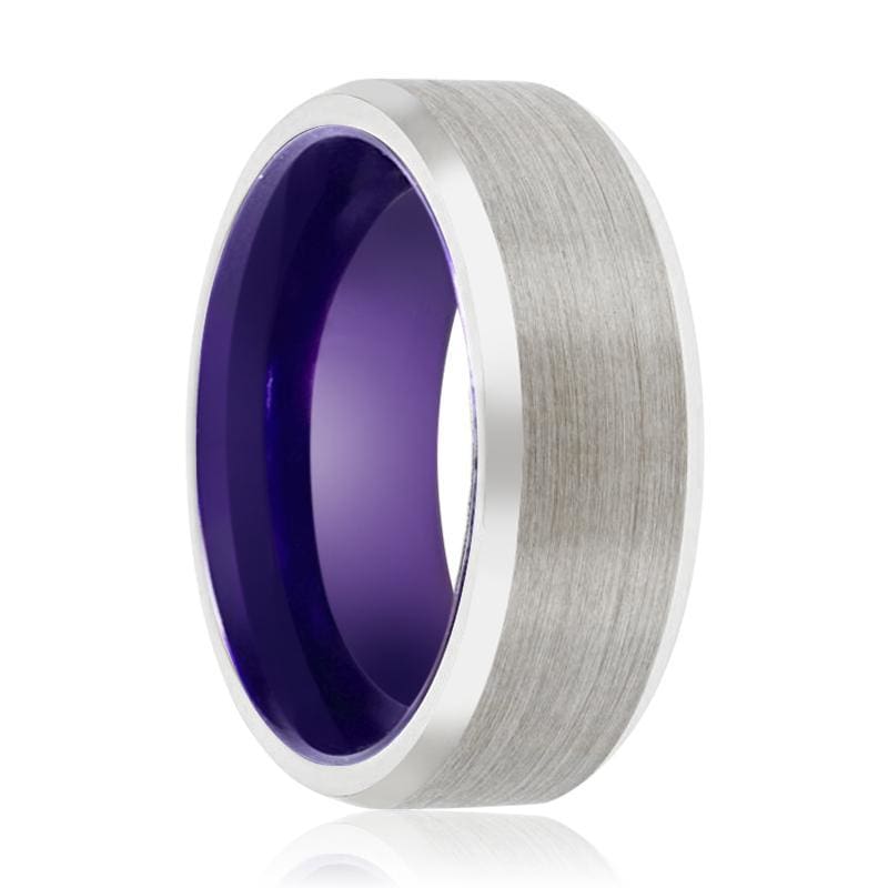 Tungsten Men's Wedding Band with Purple Shell Inlay | Vansweden Jewelers