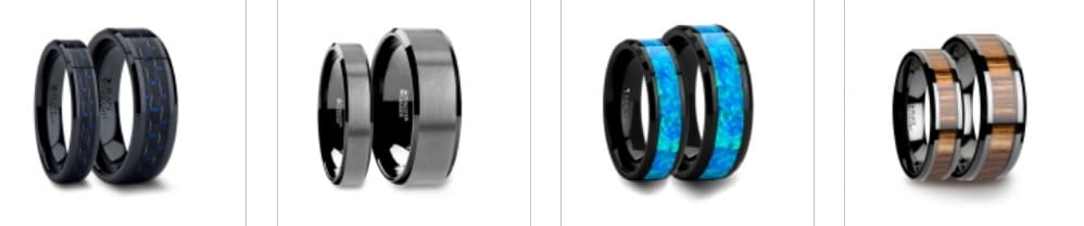 black tungsten ring sets