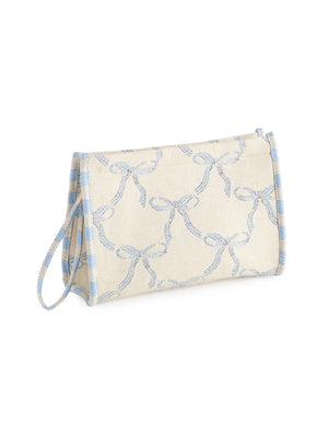 The Bella Bow Zip Pouch-Blue - Jewels Clothing and Accessories