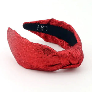 The Metallic Knotted Headband-Red - Jewels Clothing and Accessories