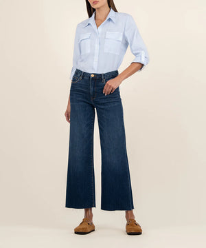 (Kut from the Kloth) Meg Exhibited Dark Wash Wide Leg Jean - Jewels Clothing and Accessories