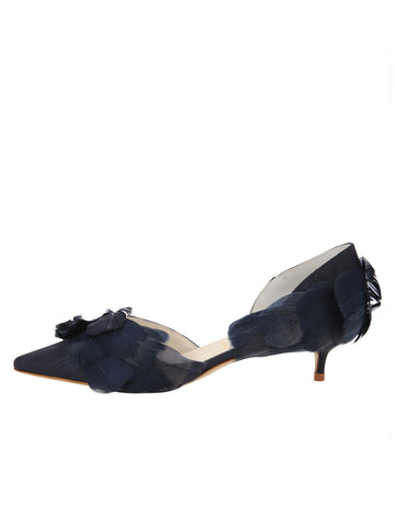 navy satin kitten heels