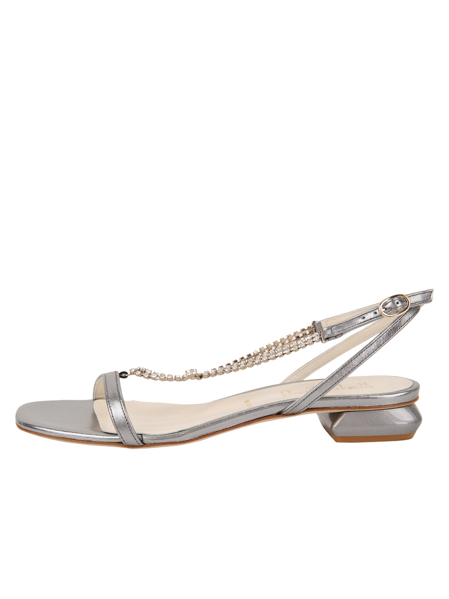 pewter sandals flat