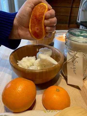 DIY Sugar scrub squeeze citrus