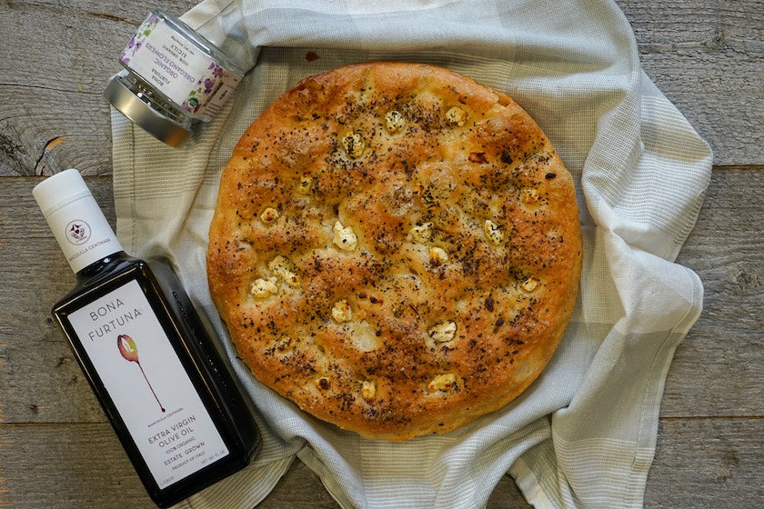 Bona Furtuna Garlic Roasted Focaccia Bread with Oregano & Olive Oil
