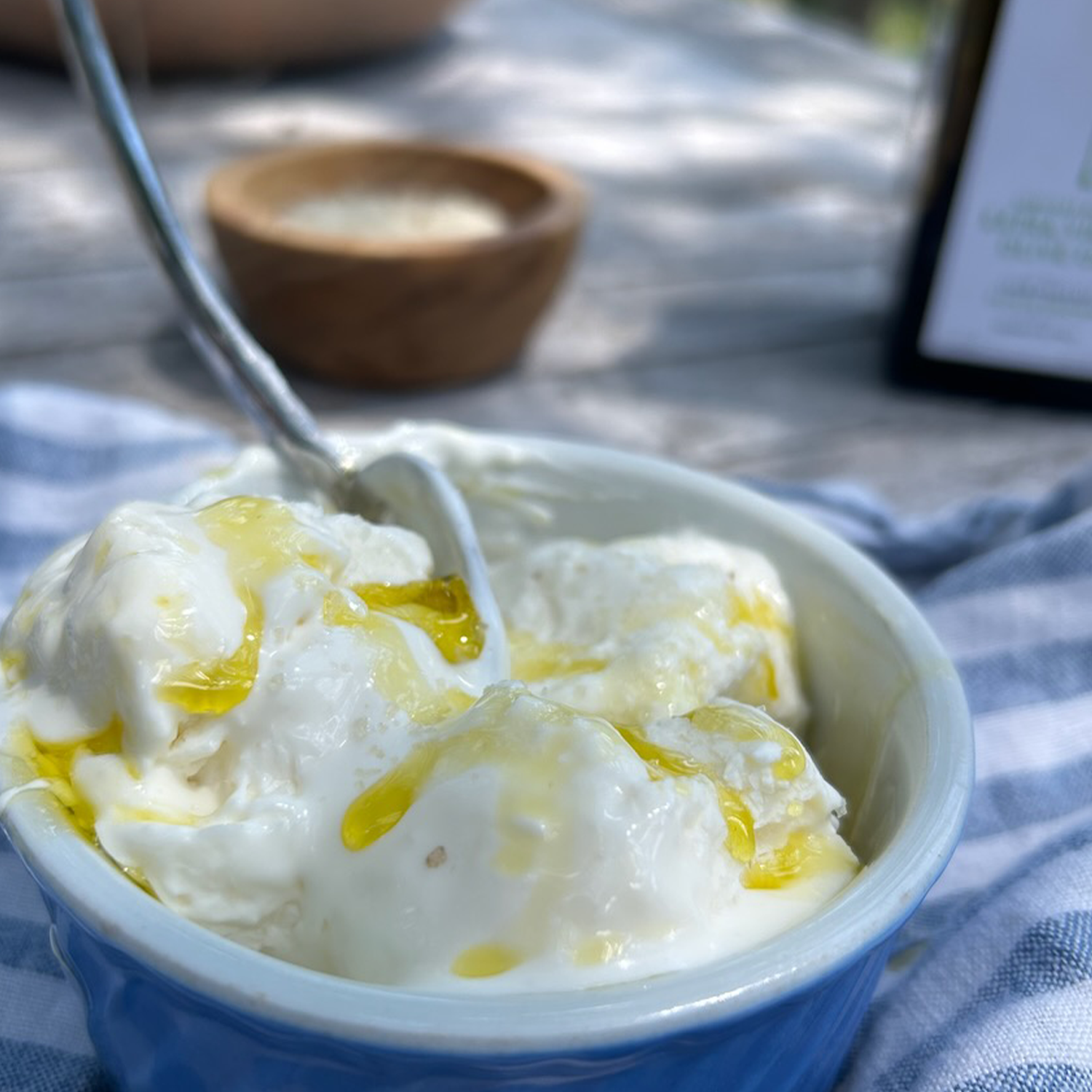 frozen yogurt with extra virgin olive oil