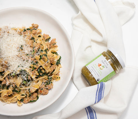 Sausage, Kale, & Fennel Pesto Tagliatelle