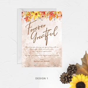 Personalised A5 Autumn Wedding Theme Thank You Cards