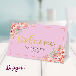 wedding table name cards printed