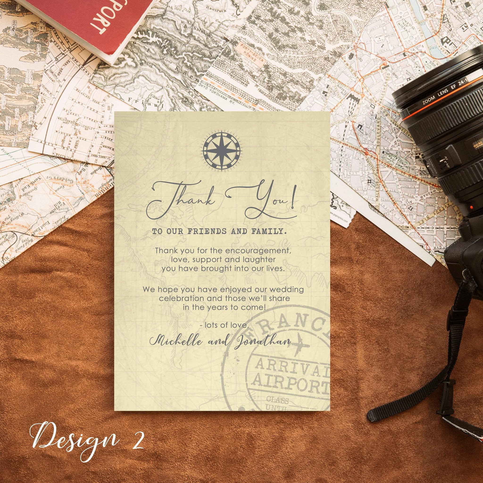 Personalised Travel Destination Wedding Thank You Cards