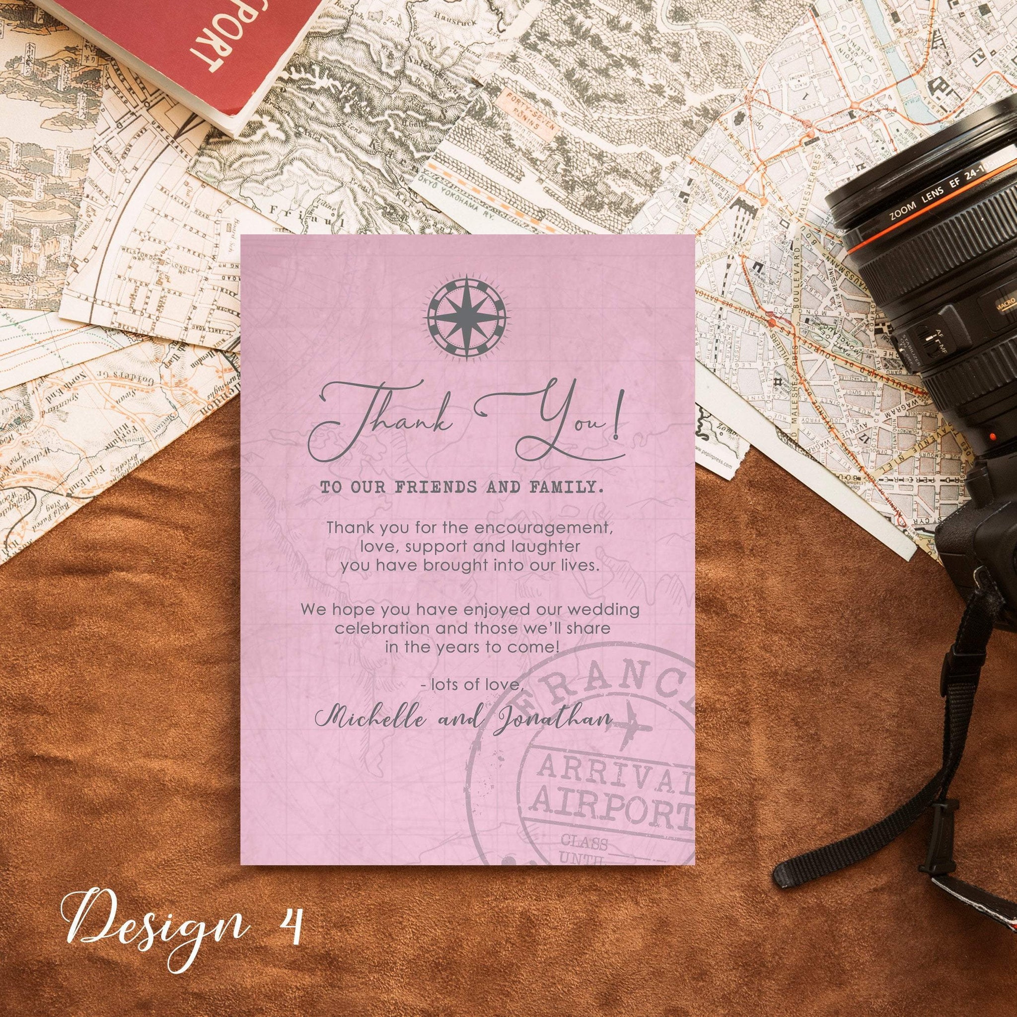 Personalised Travel Destination Wedding Thank You Cards