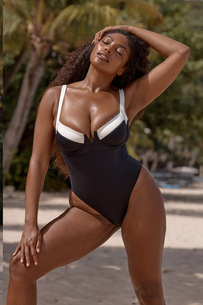 Bringing a Black One-Piece Swimsuit Off the Beach - Sydne Style