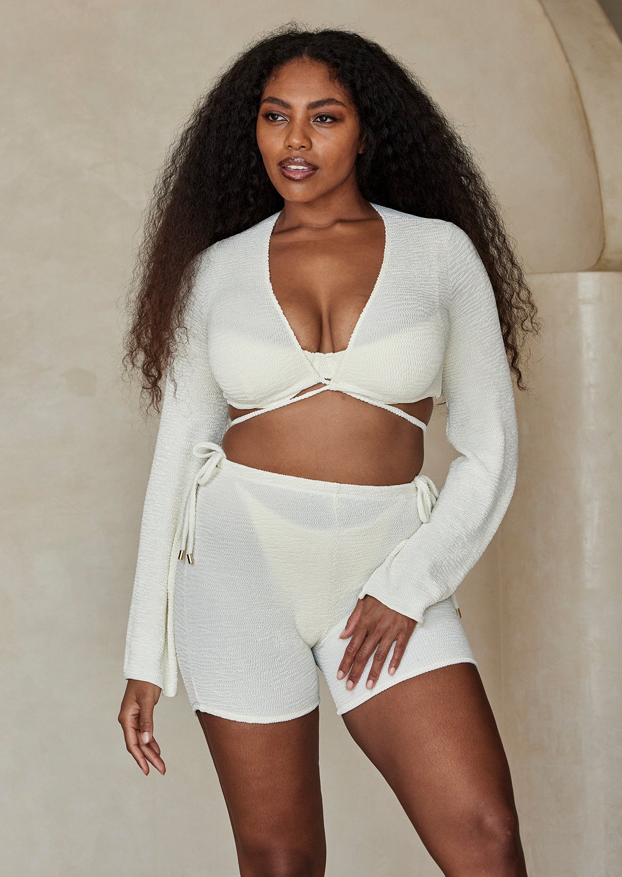 Antigua Bottom - Ivory Crinkle – Monday Swimwear