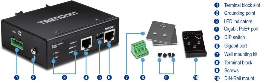 Hardened 60W Gigabit Poe+Injector