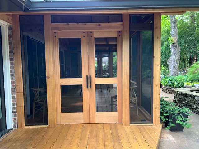 Pair of Cedar Screen Doors on a Screen Porch