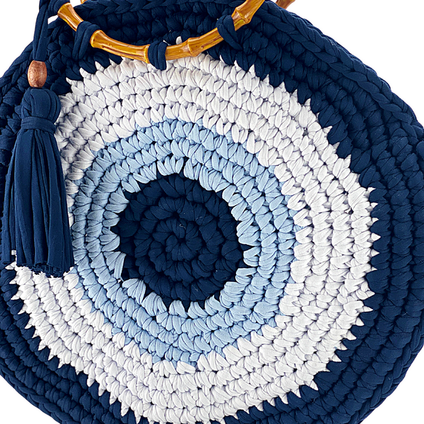  Crochet Bag for Women Evil Eye Handmade Tote Bag with Bamboo  Handles : Handmade Products