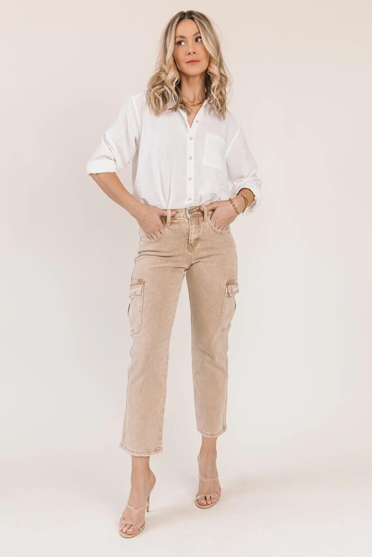 JJXX Sally parachute pants in khaki レディース