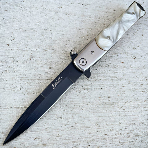 9 Italian Milano Stiletto Tactical Spring Assisted Open Pocket Knife