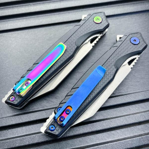 8.2 Rainbow Titanium Fade Pocket Knife - MEGAKNIFE