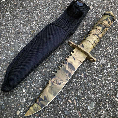 13.75 Survival Knife Full Kit Sharpener Fire Starter Compass Fixed Blade  Knife
