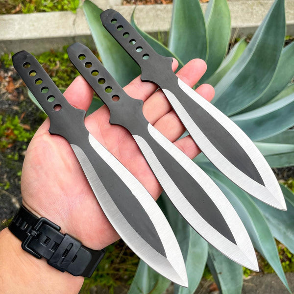 3PC 7.25 NINJA KUNAI TACTICAL Double Edged Throwing Knife Set + Sheat –  KCCEDGE