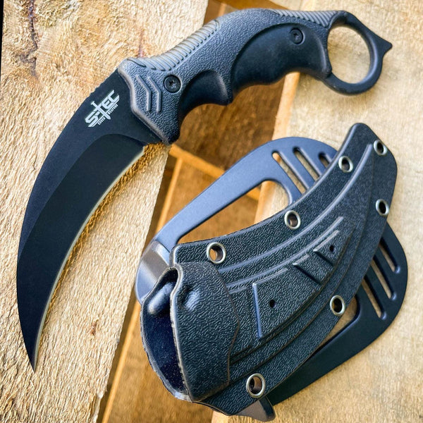 7.25 Military COMBAT Karambit FIXED BLADE KNIFE w Hard Sheath + Fire