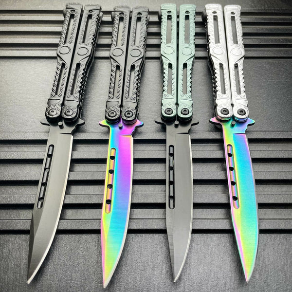  Butterfly Knife Trainer - American Patriot Balisong- Practice Butterfly  Knife - Butterfly Knives NOT Real NOT Sharp Blade - USA Flag Dull Trick  Butterfly Knifes - Butter Fly Knife Training