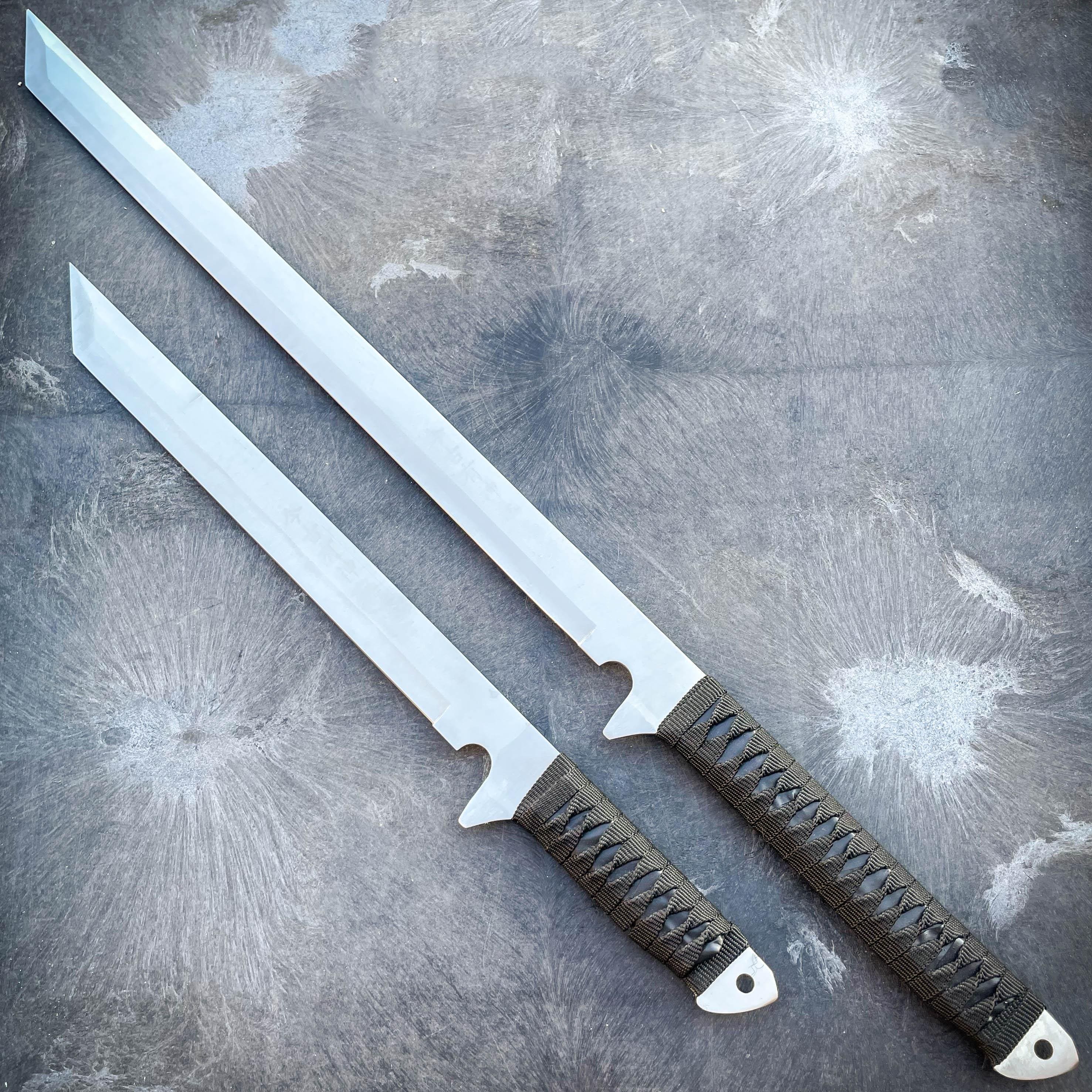 27 And 18 Ninja Silver Sword Set Samurai Machete Combat Fantasy Knife Blade Addict 8380