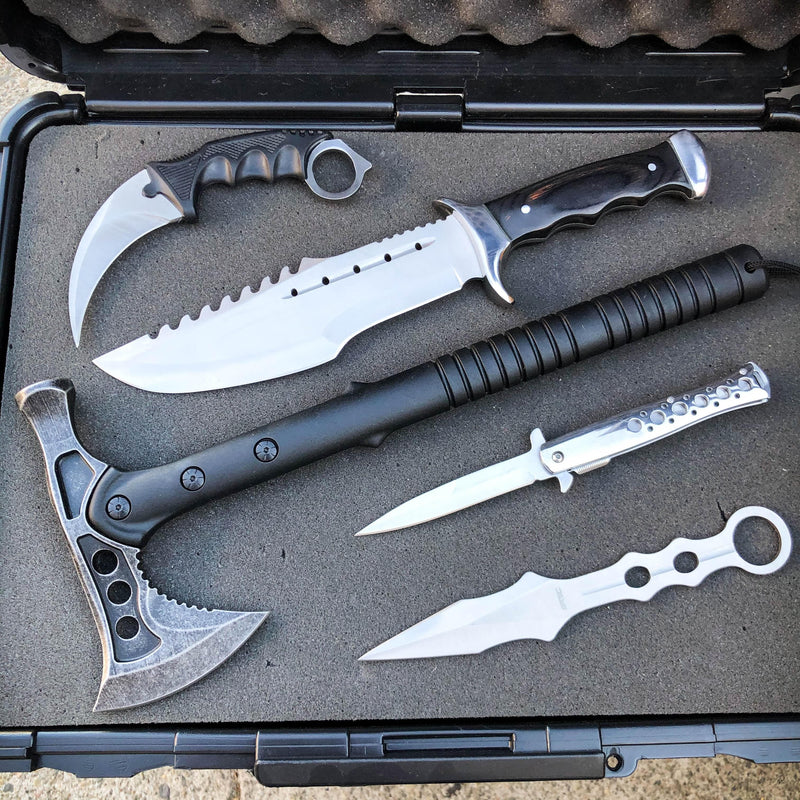 8 PC Titanium Ninja Tactical Survival Knife Set Rainbow