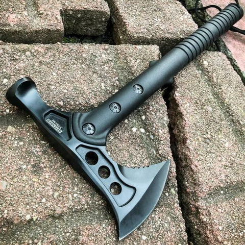 9PC Black Tactical Fixed Blade Sword Machete Axe Hatchet Karambit
