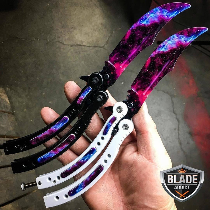 White Galaxy 2pc Set CSGO Butterfly Knife + Elite Karambit SAVE $10, Slash2Gash