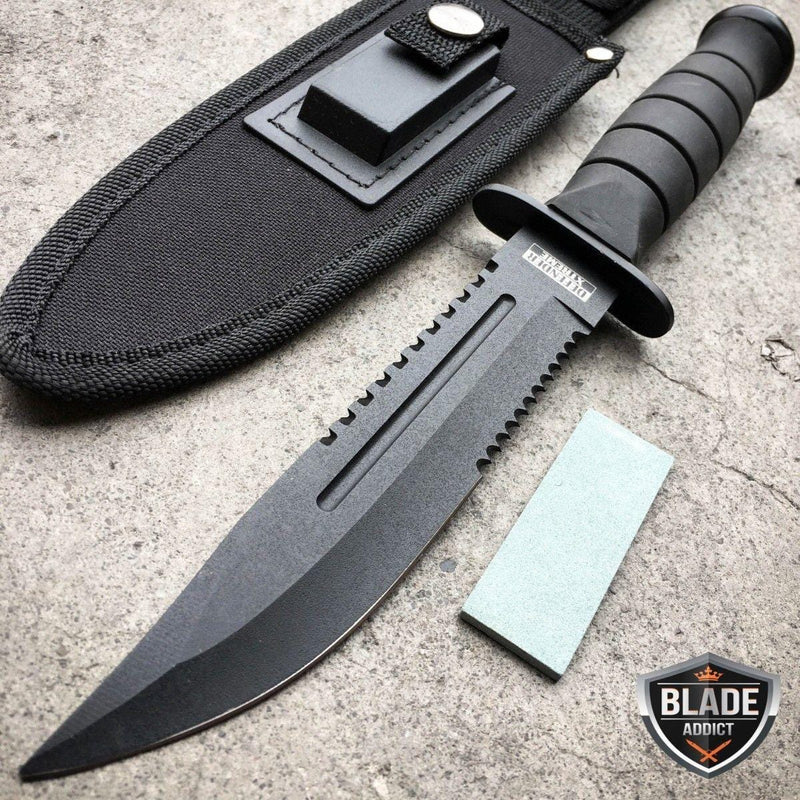 10.5" Survival Fixed Blade Knife w/ Sheath - BLADE ADDICT