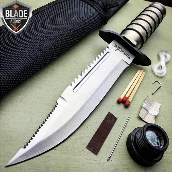 8.25 Tactical Fishing Hunting Knife w/ Sheath Survival Kit Bowie Camping  Tool 