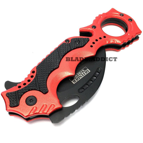 7.75 Tac Force Tactical Red Black Karambit Assisted Pocket Knife