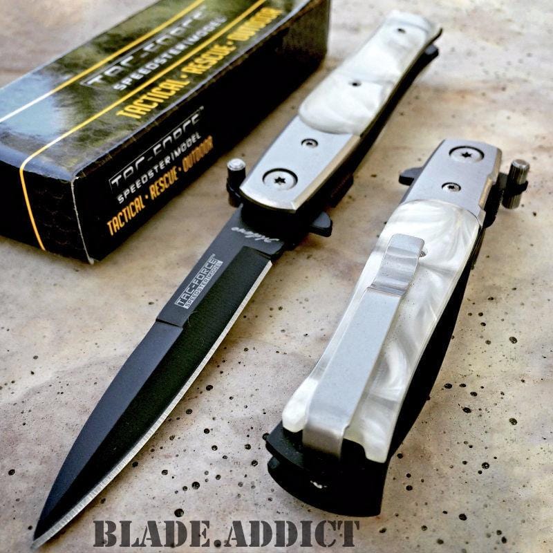 12.5 GIANT SPRING ASSISTED STILETTO TACTICAL FOLDING POCKET KNIFE