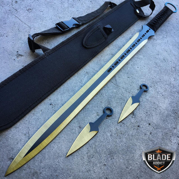 27 Full Tang Tactical Blade Katana Ninja Sword Machete w/Throwing