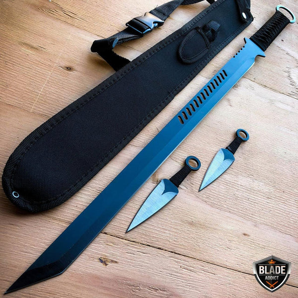 27 NINJA SWORD TANTO Machete + 2 Knife Full Tang Tactical Blade Katana