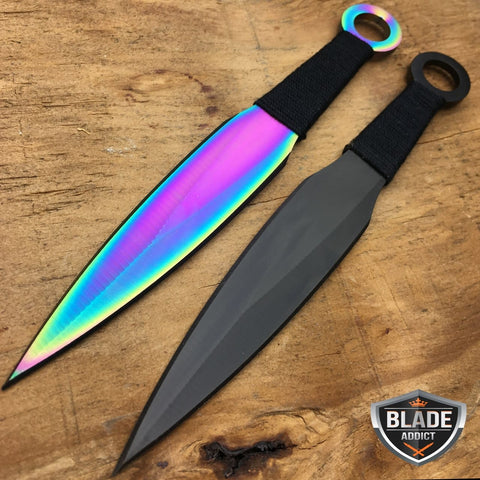 8 PC Titanium Ninja Tactical Survival Knife Set Rainbow