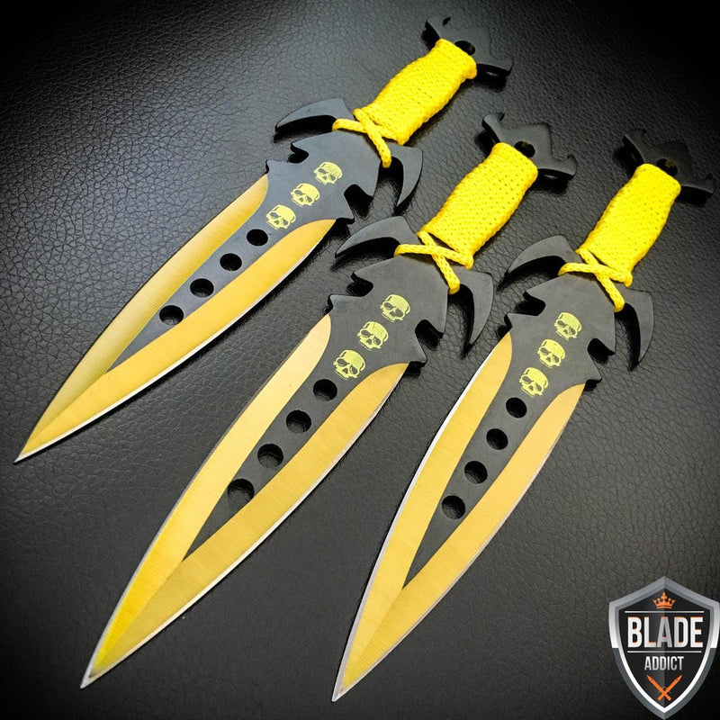 3PC 6.5 NINJA KUNAI PUNISHER EAGLE Double Edged Throwing Knife Set +  Sheath