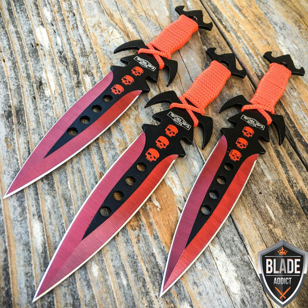 Ninja Black Tanto Throwing Knives Set of 3 Kunai Red, Orange, Green - Edge  Import