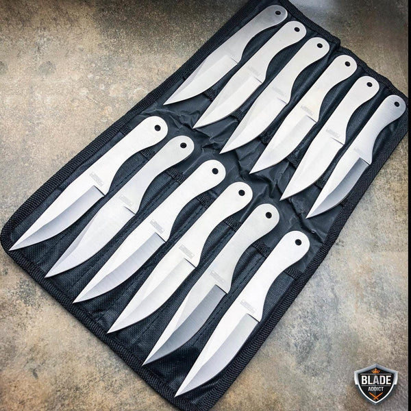 12PC 6 Black NINJA FULL TANG Throwing Knife Set w/ Nylon Zipper Case –  KCCEDGE