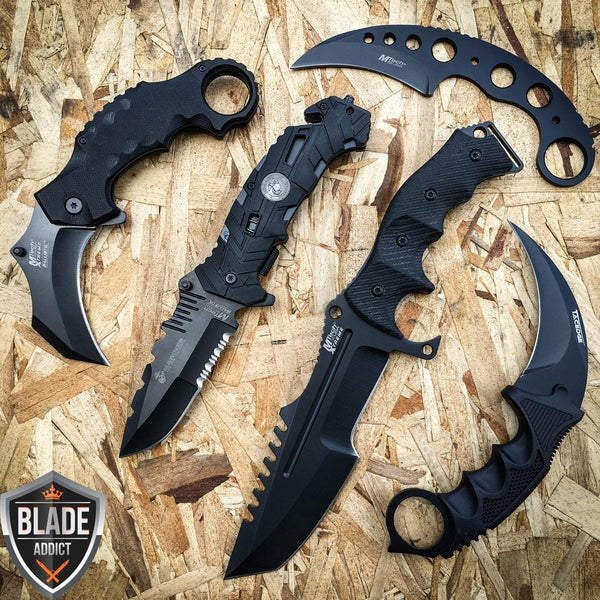 6 PC Black Tactical Hunting Sword MACHETE Throwing Karambit Knife