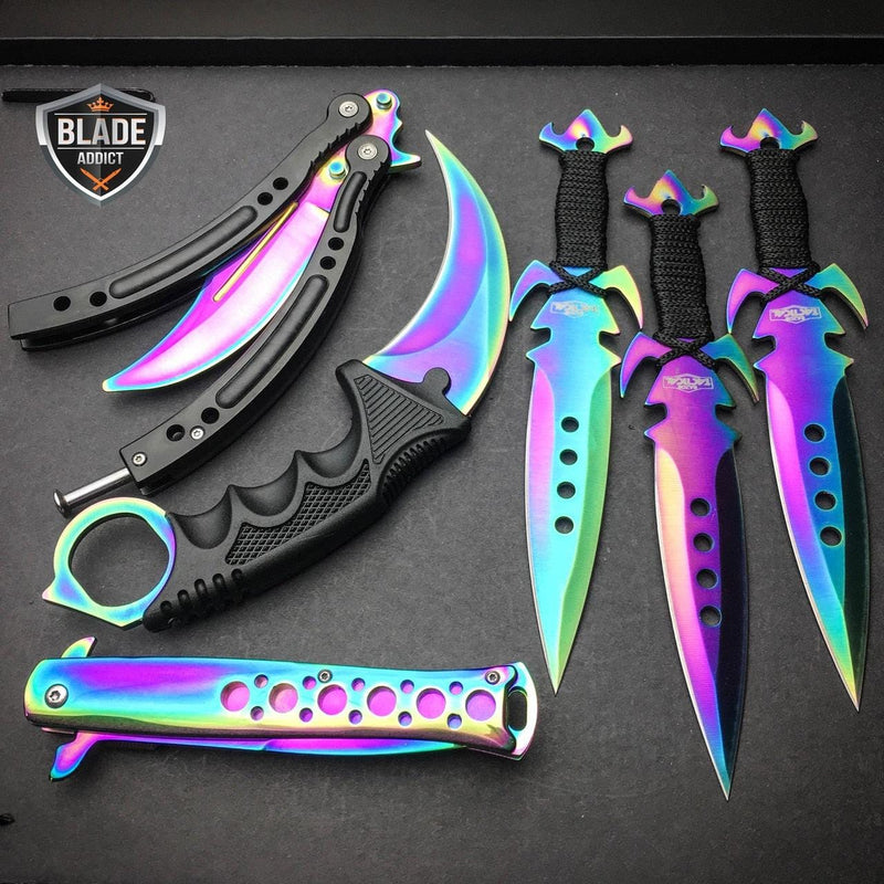 9PC RAINBOW TITANIUM NINJA BATTLE SET - MEGAKNIFE