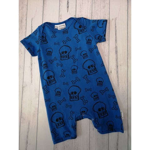 Punk Baby Romper - Blue Skulls