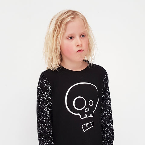 Punk Baby Long Sleeve Tee - Black Splatter Skull