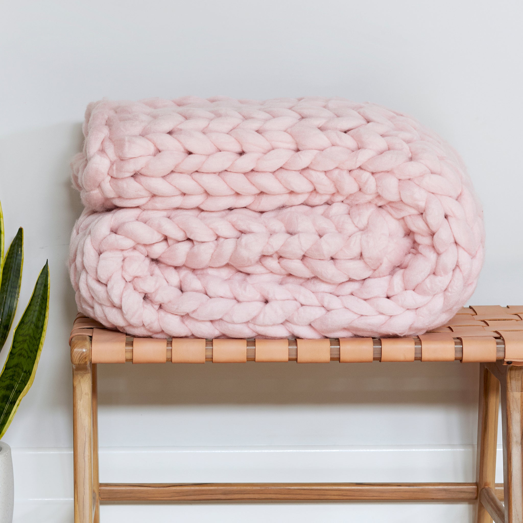 Chunky Wool Blanket PINK Purple Jungle